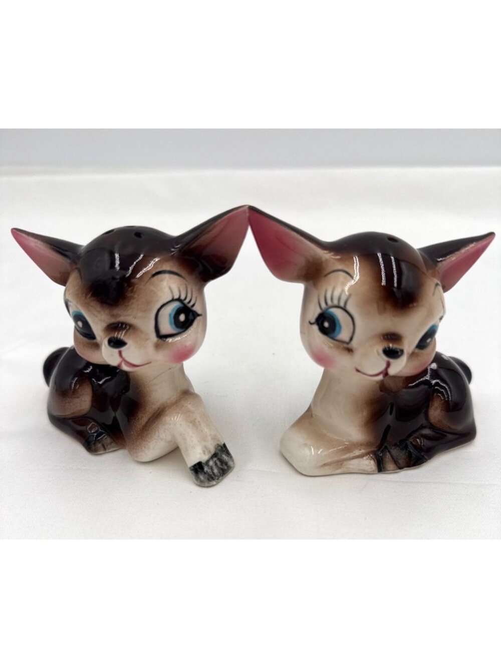 Vintage Ceramic Deer Salt & Pepper Shakers Brown Japan Retro Kitchen Decor